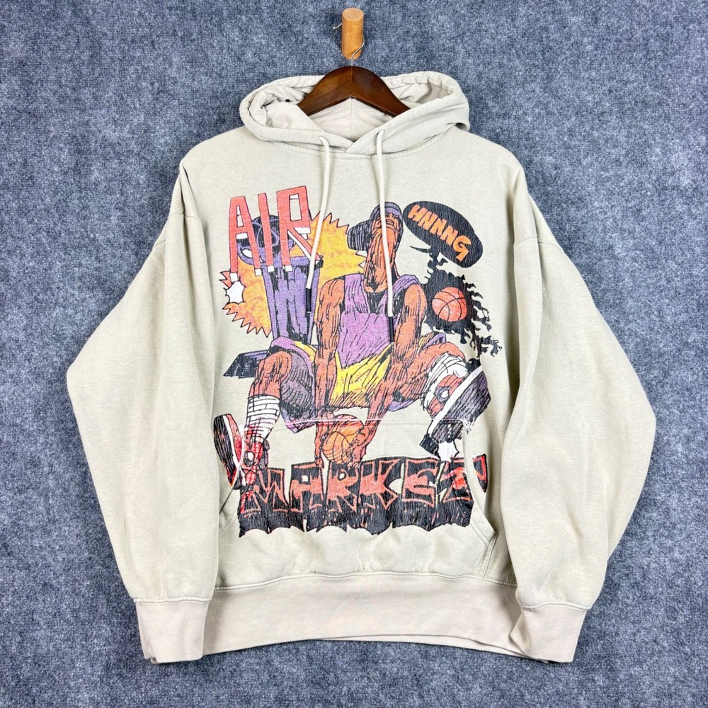 Market HNNNG Basketball Graphic Hoodie Tan Mens Large Streetwear Pullover